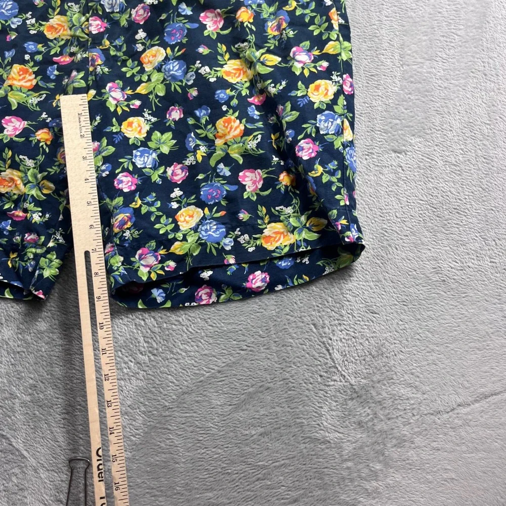 Polo Ralph Lauren Mens Floral Linen Cotton Shorts Navy Blue Size 35 Flower Print